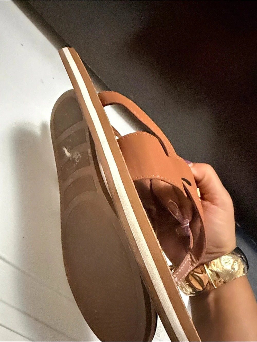 Lauren Ralph Lauren Rosalind Sandal Brown Thong Sandals - Picture 8 of 8